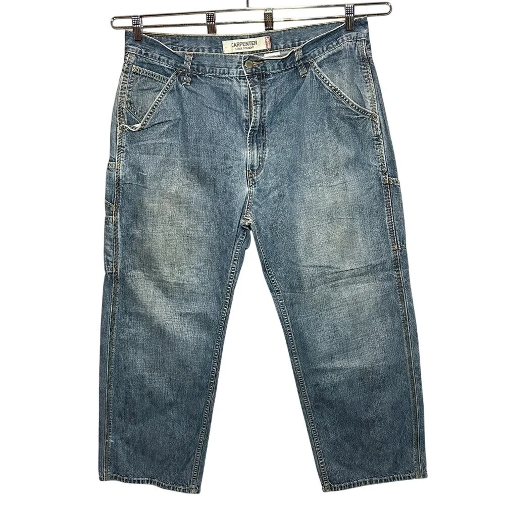 Vintage y2k Skater Levis Carpenter Loose Straight Baggy Jeans Blue Denim 38x30